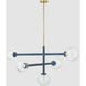 Sia 5 Light 43.25 inch Aged Brass/Slate Blue Chandelier Ceiling Light